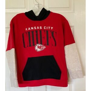 NFL Team Apparel Red Kansas City Chiefs Hoodie Large (10-12) Athleisure Fan Gear